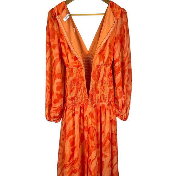 All About May Boutique Smocked Bodice V-Neck Sheet Sleeve Maxi Dress Size 2 - Picture 8 of 9